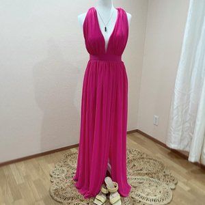 Miss Avenue Hot Pink Maxi Dress Twisted Back I S